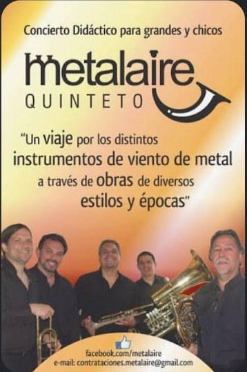 Flyer del quinteto Metalaire: Concierto Didáctico para grandes y chicos