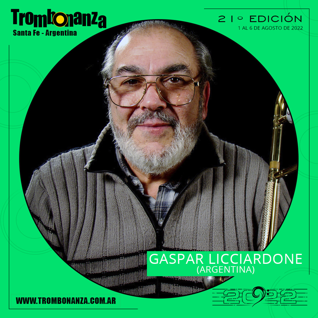 Placa del festival Trombonanza 2022 con la foto de Gaspar Licciardone y su nombre rotulado