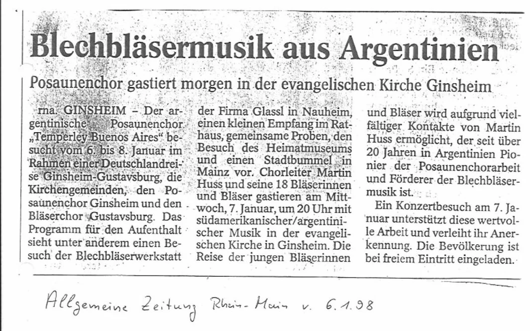 Allgemeine Zeitung Rhein-Main, 6/1: «Blechbläsermusik aus Argentinien»