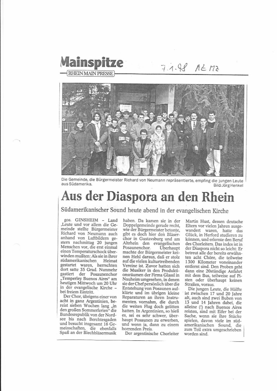 Mainspitze, 7/1: «Aus der Diaspora an den Rhein»