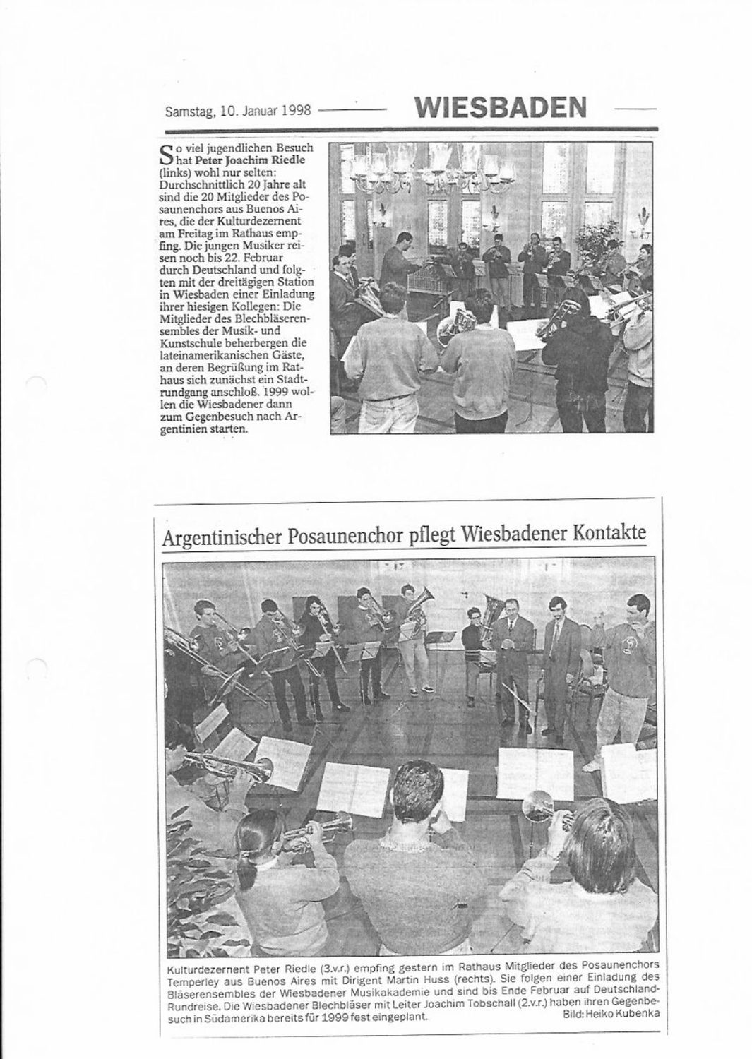 Wiesbaden, 10/1: el Kulturdezernent Peter Joachim Riedle los recibió en el Rathaus; los anfitriones ya planeaban la visita de vuelta a la Argentina en
