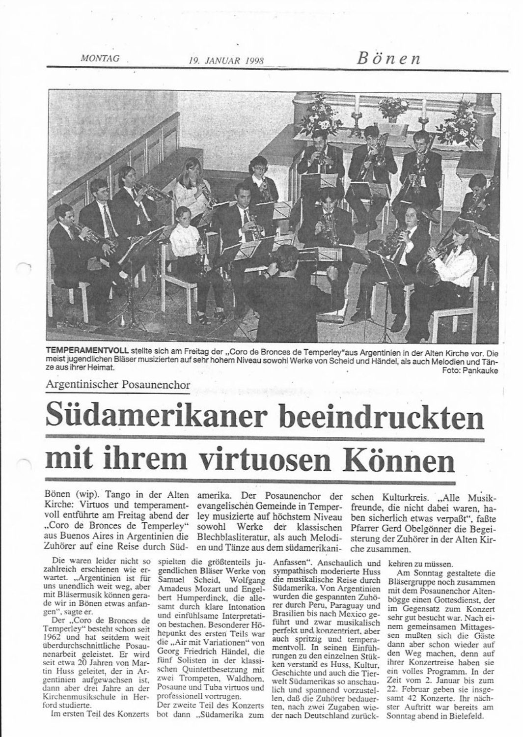 Bönen, 19/1: «Südamerikaner beeindruckten mit ihrem virtuosen Können»