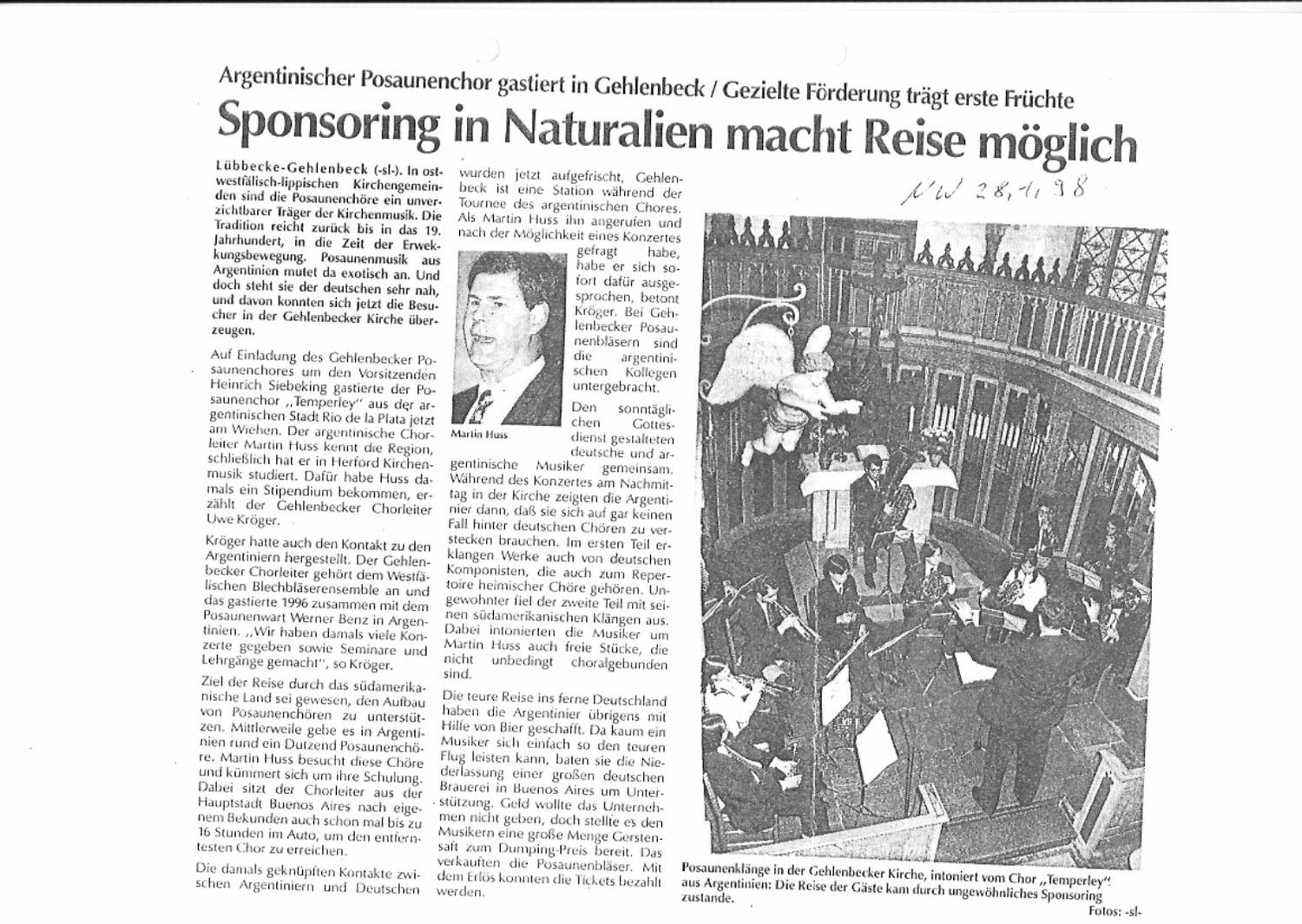 Neue Westfälische, 28/1: «Sponsoring in Naturalien macht Reise möglich»
