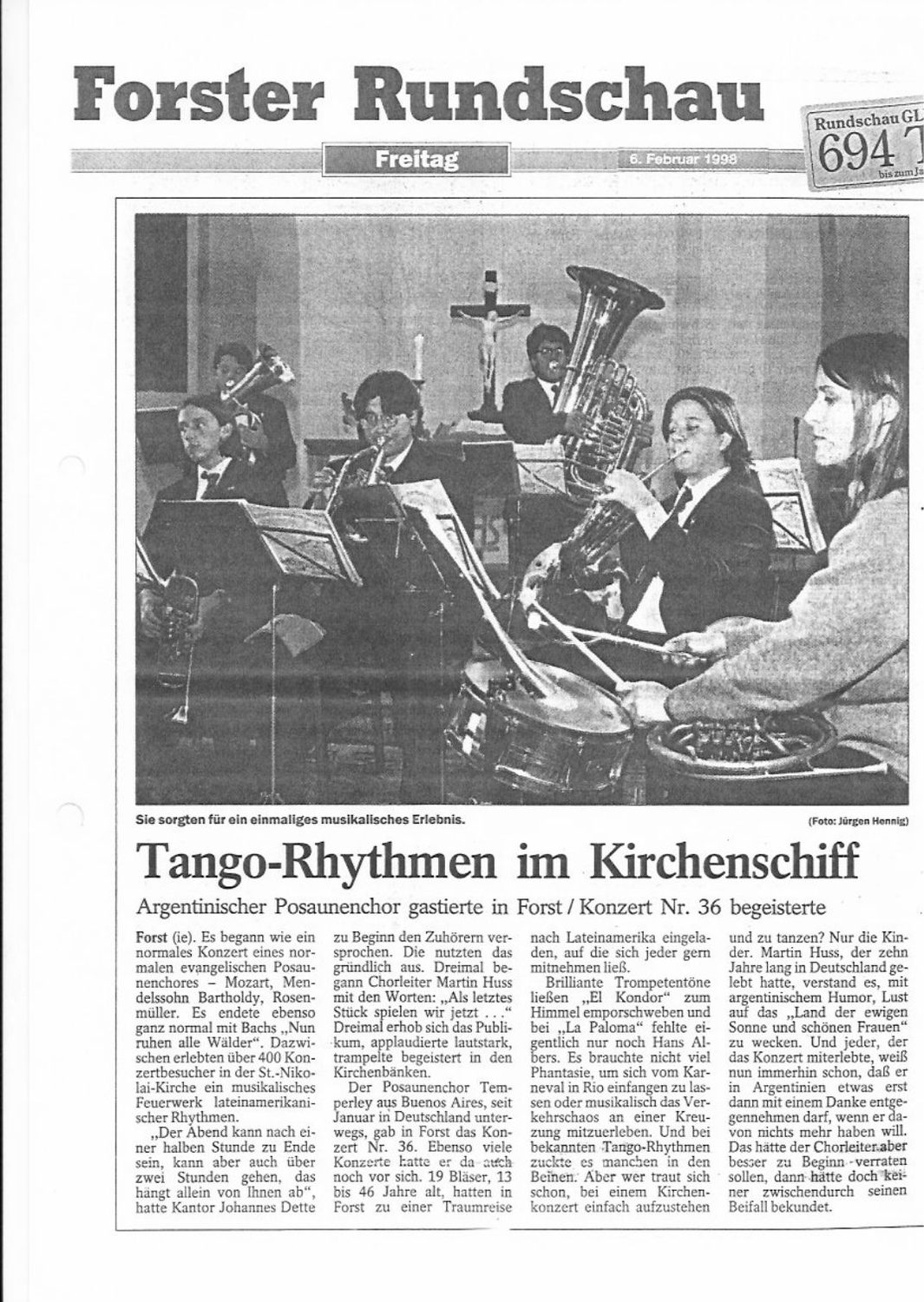 Forster Rundschau, 6/2: «Tango-Rhythmen im Kirchenschiff»