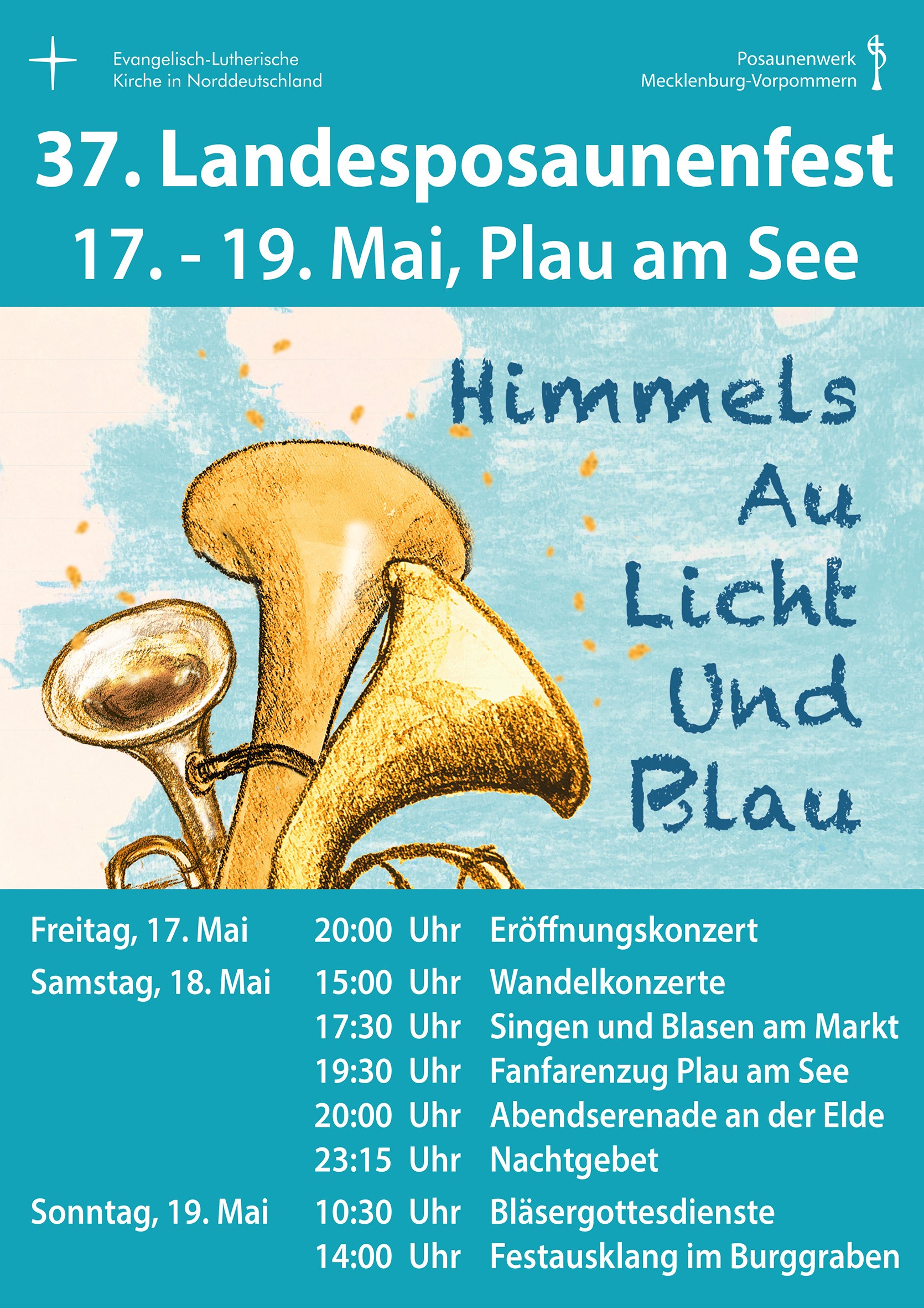Plakat des 37. Landesposaunenfests in Plau am See, 2019